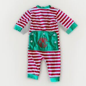 GCM Monogram Smocked Threads By Cecil And Lou Size Newborn Christmas Sleeper